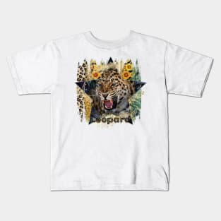 Country Roaring Leopard With Saying Kids T-Shirt